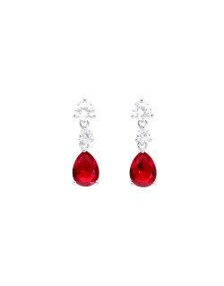 Boucles d'oreilles AÉLYS en Argent 925/1000 et Oxydes Rouges et Oxydes - AE-B6OZ0441