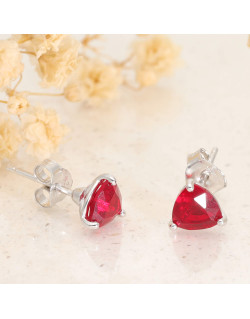 Boucles d'oreilles AÉLYS en Argent 925/1000 et Oxydes Rouges - AE-B6OZ0444