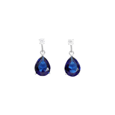 Boucles d'oreilles AÉLYS en Argent 925/1000 et Oxydes Bleus et Blancs - AE-B6OZ0453