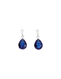 Boucles d'oreilles AÉLYS en Argent 925/1000 et Oxydes Bleus et Blancs - AE-B6OZ0453