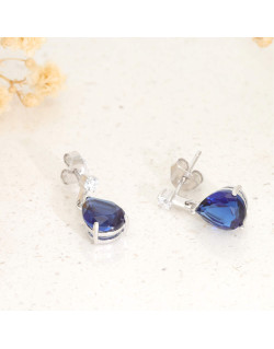 Boucles d'oreilles AÉLYS en Argent 925/1000 et Oxydes Bleus et Blancs - AE-B6OZ0453