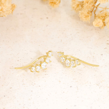 Boucles d'oreilles AÉLYS en Argent 925/1000 Jaune et Oxydes - AE-B6OZ0454