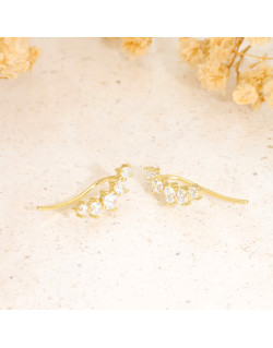 Boucles d'oreilles AÉLYS en Argent 925/1000 Jaune et Oxydes - AE-B6OZ0454