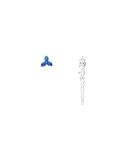 Boucles d'oreilles Dépareillées AÉLYS en Argent 925/1000 et Oxydes Bleus et Blancs - AE-B6OZ0455