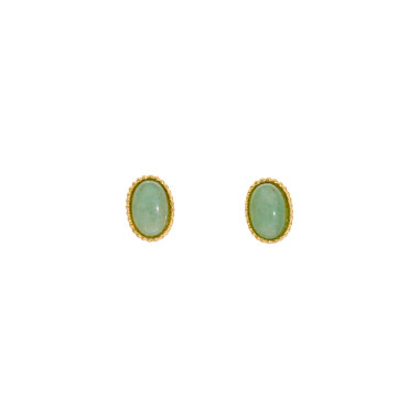 Boucles d'oreilles ETIKA en Acier Jaune et Aventurine Verte  - AE-B7AV0010