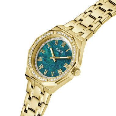 Montre DESIRE - GUESS Femme Cadran Nacré Vert et Bracelet Acier Doré - GW0770L2