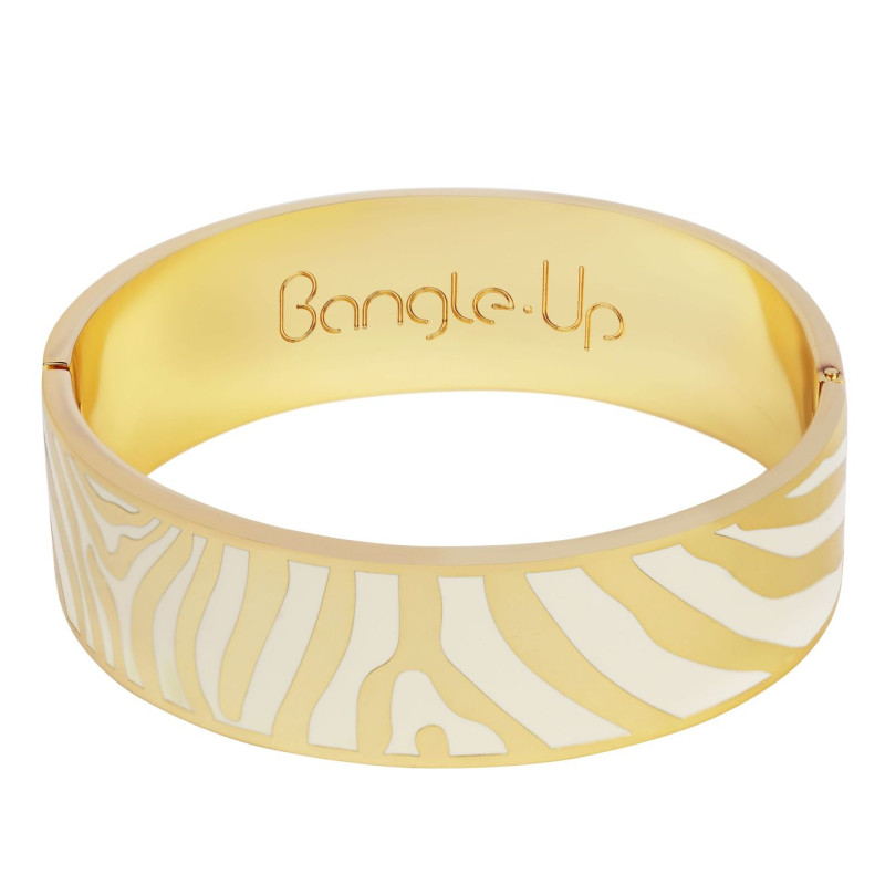 Bracelet Manchette BANGLE UP en Laiton Doré et Laque Colorée Beige - BUP19ZEBBFA03T1