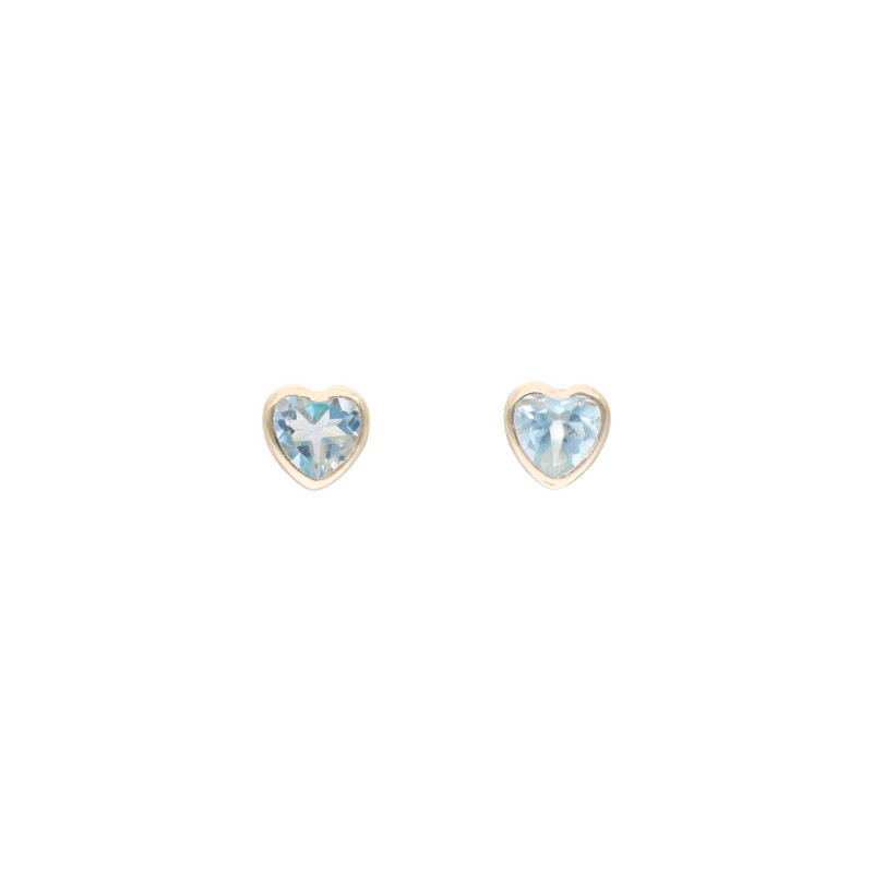 Boucles d'oreilles Cœur AÉLYS en Or 375/1000 avec Topaze Bleue - AE-B4TO0030