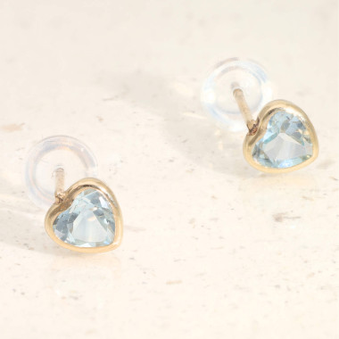 Boucles d'oreilles Cœur AÉLYS en Or 375/1000 avec Topaze Bleue - AE-B4TO0030