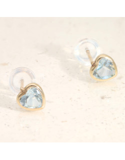 Boucles d'oreilles Cœur AÉLYS en Or 375/1000 avec Topaze Bleue - AE-B4TO0030