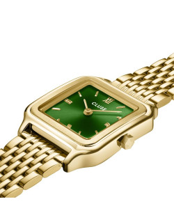 Montre GRACIEUSE PETITE - CLUSE Femme Cadran Vert Bracelet Acier Or - CW11811