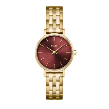 Montre BOHO CHIC PETITE - CLUSE Femme Cadran Rouge Bracelet Acier Or - CW10505