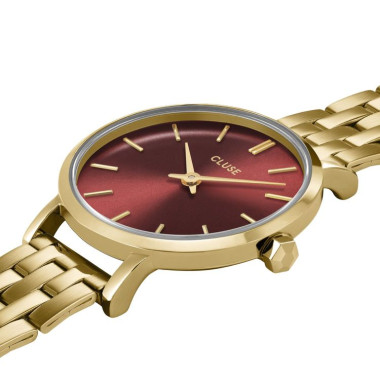 Montre BOHO CHIC PETITE - CLUSE Femme Cadran Rouge Bracelet Acier Or - CW10505