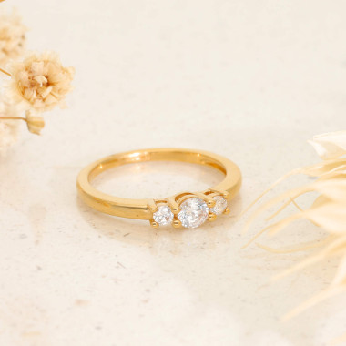 Bague Trilogie AÉLYS en Plaqué Or avec Oxydes - AE-BA5OZ0010