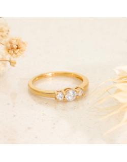 Bague Trilogie AÉLYS en Plaqué Or avec Oxydes - AE-BA5OZ0010