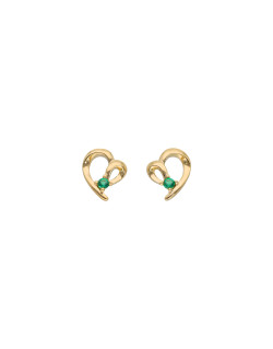 Boucles d'oreilles Cœur AÉLYS en Plaqué Or avec Spinelle Vert - AE-B5SP0005
