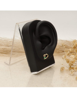 Boucles d'oreilles Cœur AÉLYS en Plaqué Or avec Spinelle Vert - AE-B5SP0005