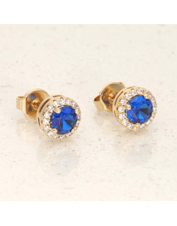 Boucles d'oreilles AÉLYS en Plaqué Or avec Spinelle Bleu et Oxydes  - AE-B5SP0006