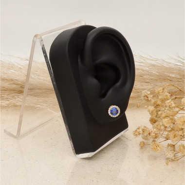 Boucles d'oreilles AÉLYS en Plaqué Or avec Spinelle Bleu et Oxydes  - AE-B5SP0006