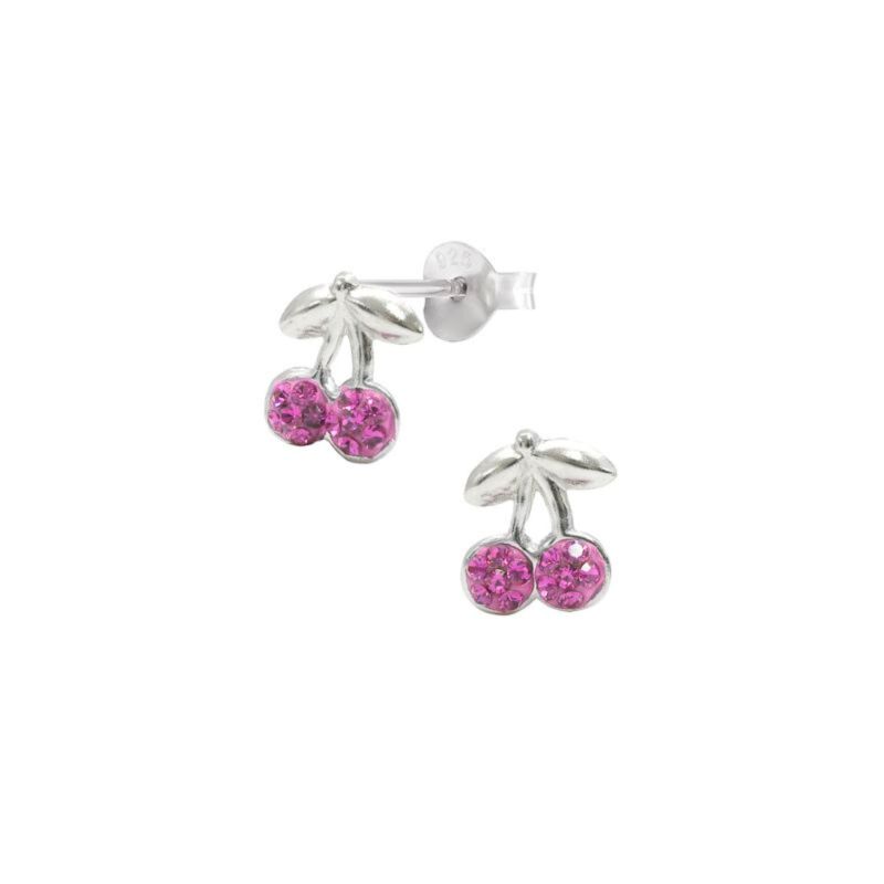 Boucles d'oreilles Cerise AÉLYS Enfant en Argent 925/1000 et Cristal rose - AE-B6CR0047