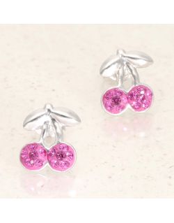 Boucles d'oreilles Cerise AÉLYS Enfant en Argent 925/1000 et Cristal rose - AE-B6CR0047