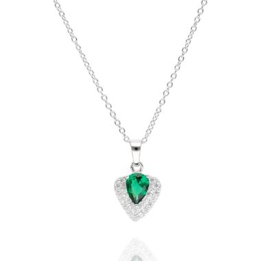 Collier Goutte AÉLYS en Argent 925/1000 et Oxydes Verts et Blancs - AE-C6OZ0083