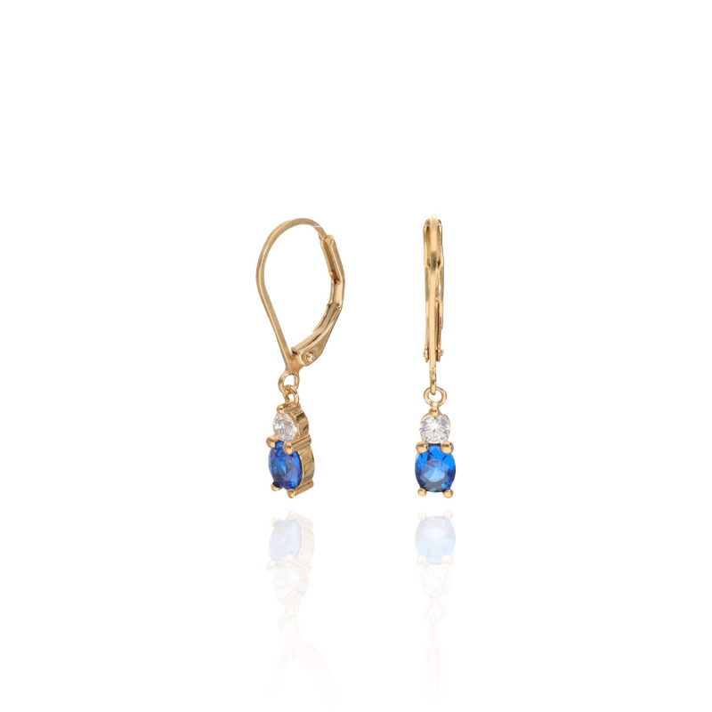 Boucles d'oreilles AÉLYS en Plaqué Or avec Spinelle Bleu et Oxydes  - AE-B5SP0010