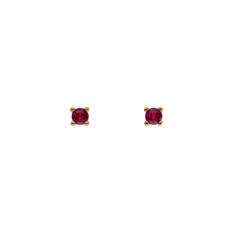 Boucles d'oreilles AÉLYS en Plaqué Or avec Spinelle Rouge - AE-B5SP0012