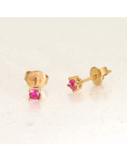 Boucles d'oreilles AÉLYS en Plaqué Or avec Spinelle Rouge - AE-B5SP0012