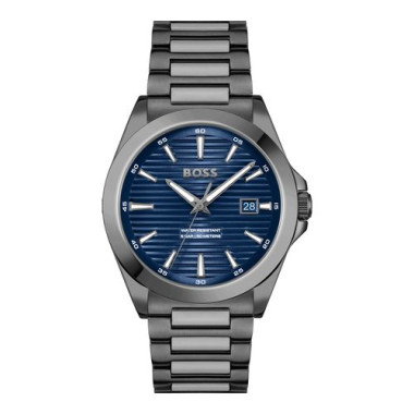 Montre STRIKE - BOSS Homme Cadran Bleu Bracelet Acier Noir - 1514175