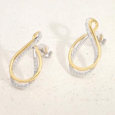 Boucles d'oreilles COROA en Argent 925/1000 Bicolore avec Oxydes - AE-B6OZ0464