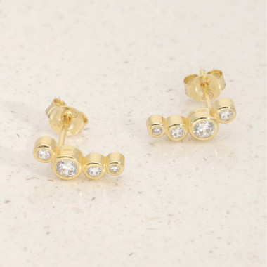 Boucles d'oreilles LINHA en Argent 925/1000 Jaune avec Oxydes - AE-B6OZ0470