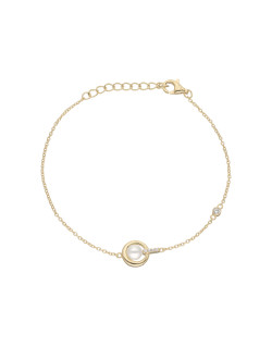 Bracelet LA PETITE PERLE en Argent 925/1000 Jaune avec Perle Blanche et Oxydes - AE-BR6PL0018