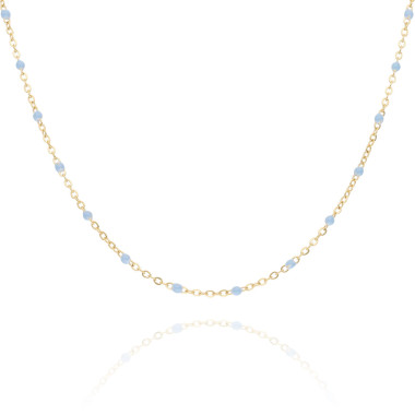 Collier ETIKA en Acier avec Perle de Résine Bleue - AE-C7PR0017