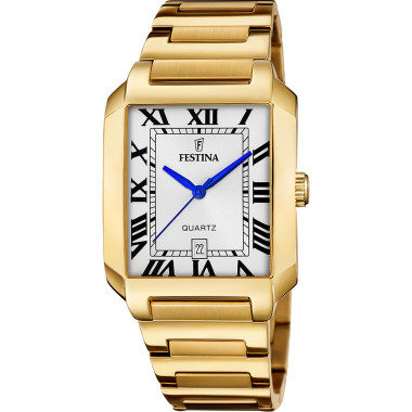 Montre ON THE SQUARE - FESTINA Homme Cadran Rectangle Bracelet Acier Doré - F20678/1