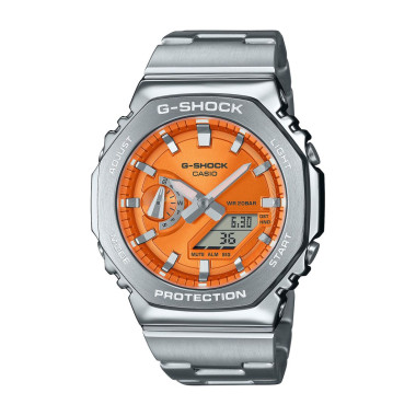 Montre G-SHOCK Homme Cadran Orange Bracelet Acier - GM-2110D-4AER