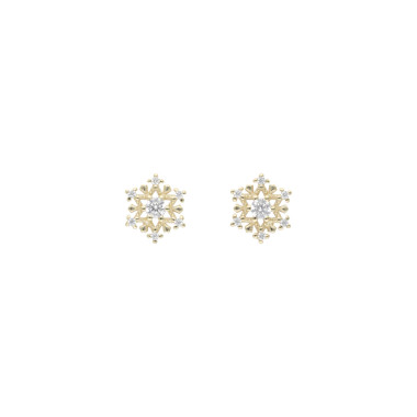 Boucles d'oreilles Flocon AÉLYS en Argent 925/1000 Jaune avec Oxydes Blancs - AE-B6OZ0490