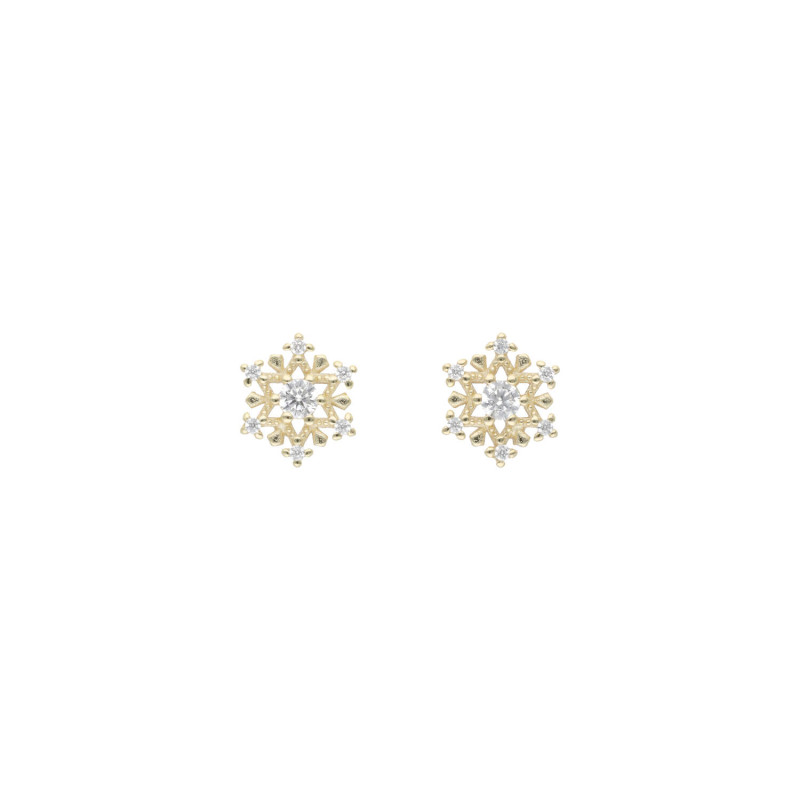 Boucles d'oreilles Flocon AÉLYS en Argent 925/1000 Jaune avec Oxydes Blancs - AE-B6OZ0490