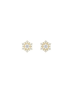 Boucles d'oreilles Flocon AÉLYS en Argent 925/1000 Jaune avec Oxydes Blancs - AE-B6OZ0490