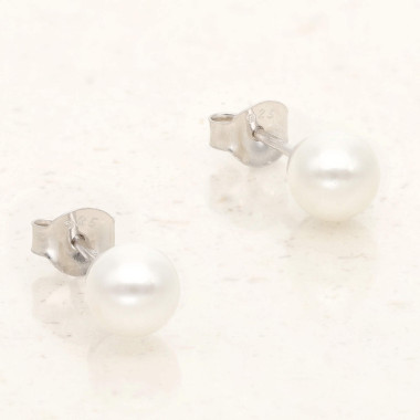 Boucles d'oreilles AÉLYS en Argent 925/1000 avec Perle Blanche - 6 mm - AE-B6PL0049