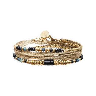 Bracelet RIM - BELLE MAIS PAS QUE avec Tourmaline Bleue et Spinelle Noire - U-RIM-B2T2BK