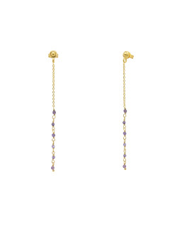 Boucles d'oreilles PONDICHERY - UNE A UNE Femme avec Améthyste - BOIAY