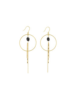 Boucles d'oreilles INDE - UNE A UNE Femme avec Onyx Noir- BOCCN