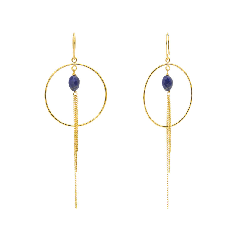 Boucles d'oreilles INDE - UNE A UNE Femme avec Lapis-Lazuli- BOICL7