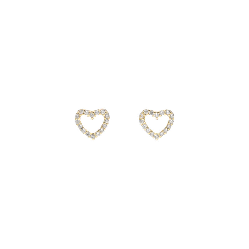 Boucles d'oreilles Cœur AÉLYS en Argent 925/1000 Jaune avec Oxydes - AE-B6OZ0495