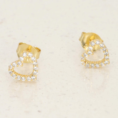 Boucles d'oreilles Cœur AÉLYS en Argent 925/1000 Jaune avec Oxydes - AE-B6OZ0495