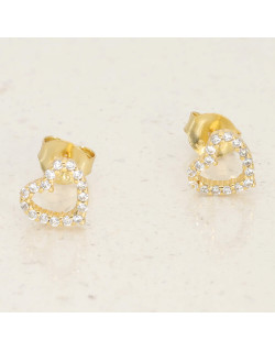 Boucles d'oreilles Cœur AÉLYS en Argent 925/1000 Jaune avec Oxydes - AE-B6OZ0495