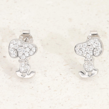 Boucles d'oreilles Snoopy AÉLYS en Argent 925/1000 avec Oxydes - AE-B6OZ0498