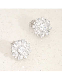 Boucles d'oreilles Fleur AÉLYS en Argent 925/1000 avec Oxydes - AE-B6OZ0500