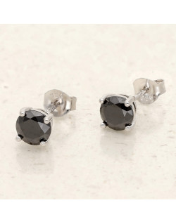 Boucles d'oreilles AÉLYS en Argent 925/1000 avec Oxydes Noirs - 6 mm - AE-B6OZ0504